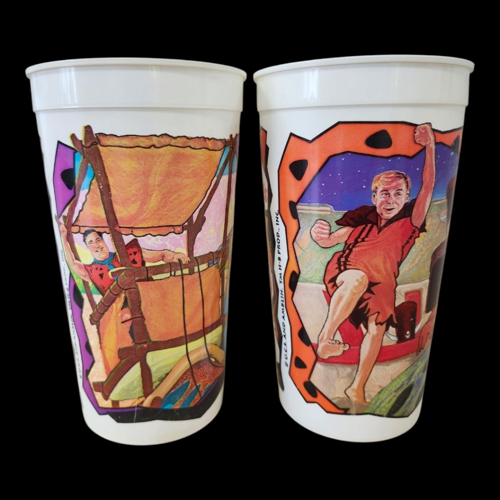 Vintage McDonald's Coca Cola 1994 "The Flintstones" Movie Plastic Tumbler Cups
